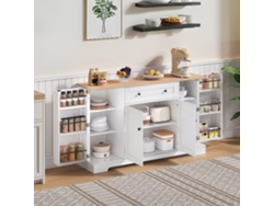 Aparador de cocina multifuncional con cajón, puertas y estantes ajustables, diseño moderno antivuelco, ideal para la cocina o el salón.