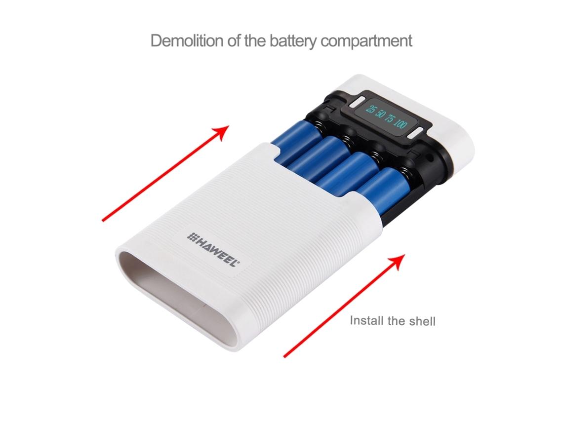 Caja De Banco De Baterías Diy Con Batería De Litio, Puerto Usb Y Indicador Para Smartphones