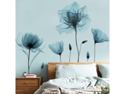 Pegatinas de pared de flores azules, decoración extraíble, calcomanías de pared DIY para dormitorio, sala de estar, aula, oficina