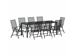 Juego de comedor de jardín de 9 piezas en color antracita. EXCLUSIVO DE MAISON.