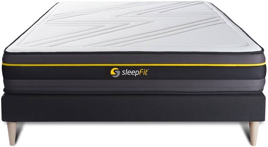 Conjunto de Somier Negro + Colchón SLEEPFIT Active (150x200 cm - Espuma Viscoelástica)