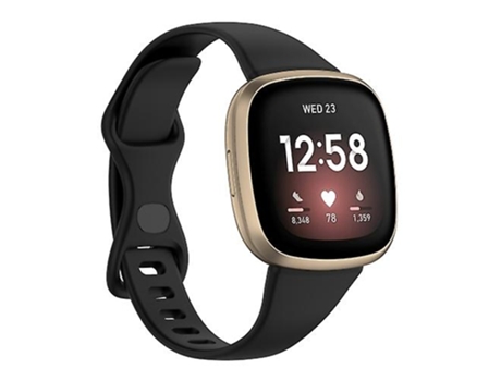 Correa De Reloj Inteligente Para Fitbit Versa 4 / Versa 3 / Sense Universal Tpu Watch Band Negro VENISYMLIS