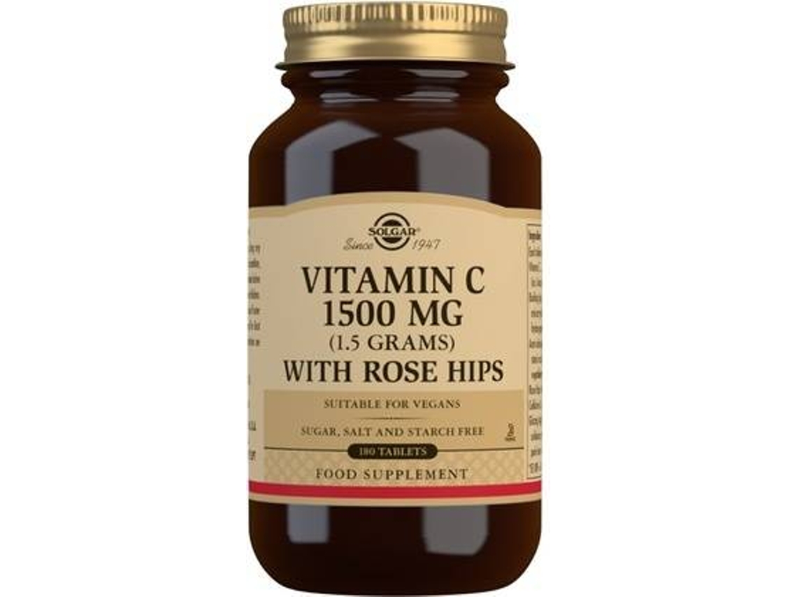 Complemento Alimentar SOLGAR Rose Hips Vitamina C Com Rose Hips (180 comprimidos de 1500mg (1500mg))