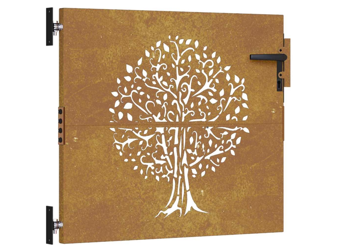 Maison Exclusive - Puerta De Jardín Acero Corten Diseño Árbol 85x75 Cm