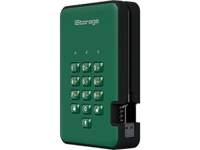 Disco HDD externo ISTORAGE diskAshur 2 Verde 3 TB (Verde - 3 TB - USB 3.1)