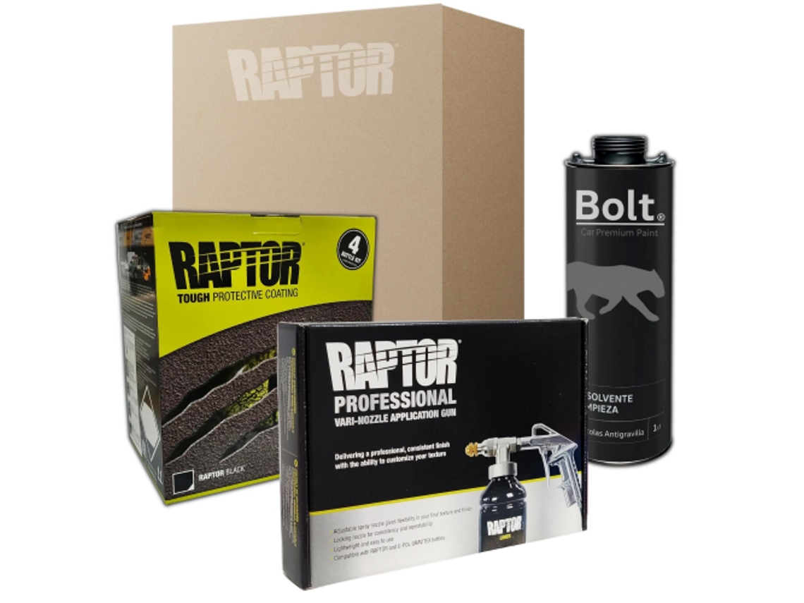 Conjunto Pintura + Pistola Pro + Disolvente DISPIVAL Raptor 2K Kit Negro (4 L)