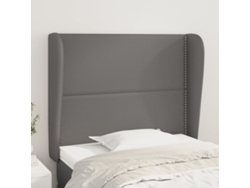 Cabecero Con Orejas Cuero Sintético Gris 103x23x118/128cm