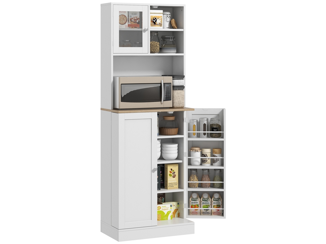 Mueble De Cocina Con 3 Puertas, Estantes Ajustables Y Estantes Superiores, Blanco, 60x35x169
