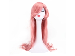 Peluca De Cosplay Anime Larga Recta Rosado Ahumado Con Flequillo Ajustable De Fibra De Alta Temperatura