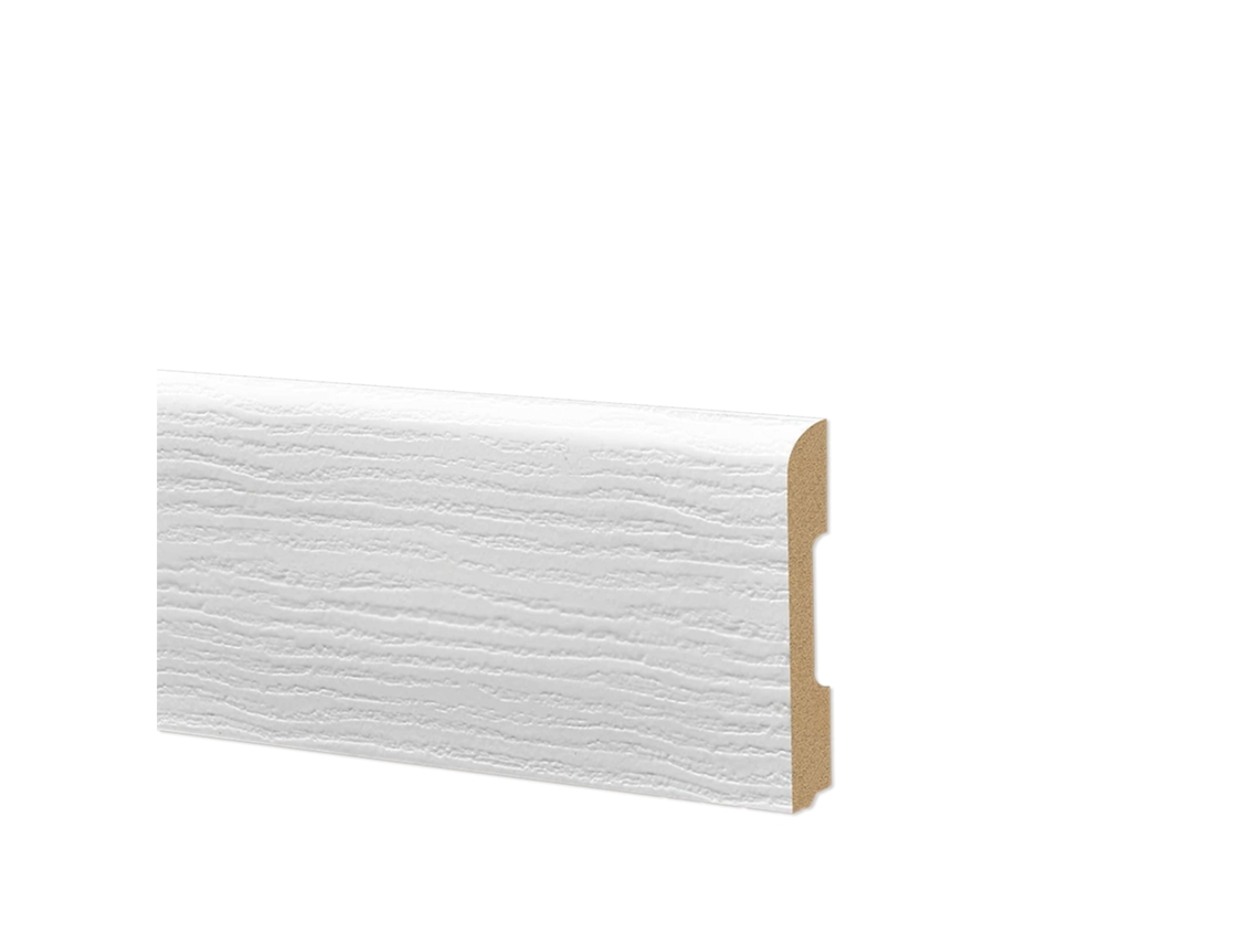 Rodapié Bc Cepillado En Polímeros Hi-Tec Equalwood 68X10Mm Aluminio Blanco Etc. ETERNAL PARQUET Blanco Cepillado