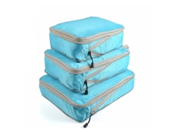 Juego De 3 Piezas De Bolsas De Almacenamiento De Viaje, Una Sola Capa, Comprimidas, Portátiles, Grandes, Organizador De Maletas CHRUI Azul
