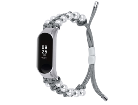 Correa de nailon tejido de perlas ajustable para Xiaomi Mi Band 7 - canoso