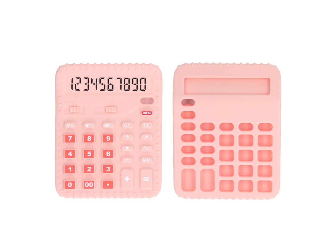 Chupete para bebé 2026 con forma de calculadora, juguete sensorial de silicona suave, rosa.