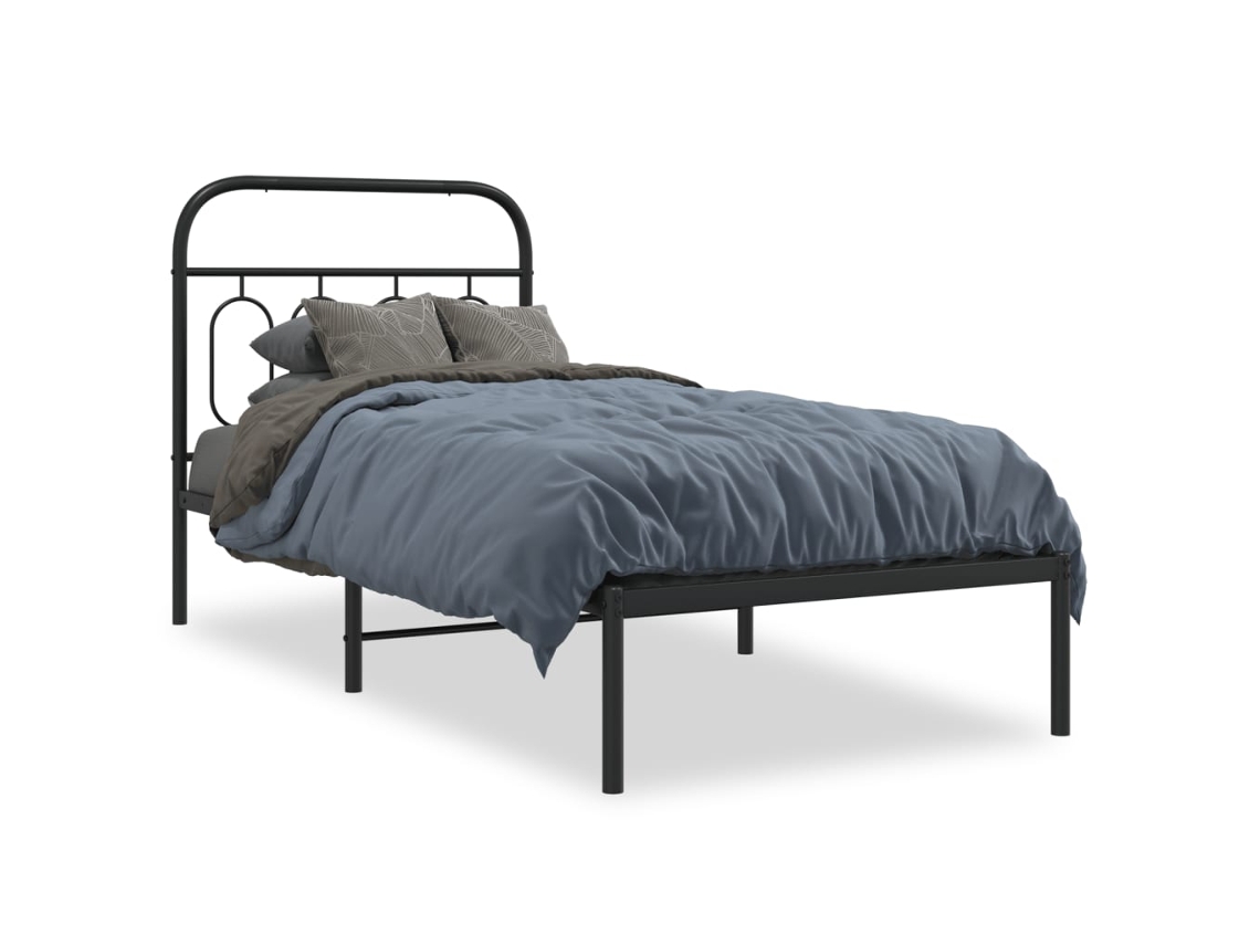 Maison Exclusive - Estructura Cama Sin Colchón Con Cabecero Metal Negro 90x190 Cm