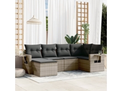 Conjunto de 6 sofás de jardín con cojines en mimbre gris DKD Home Decor