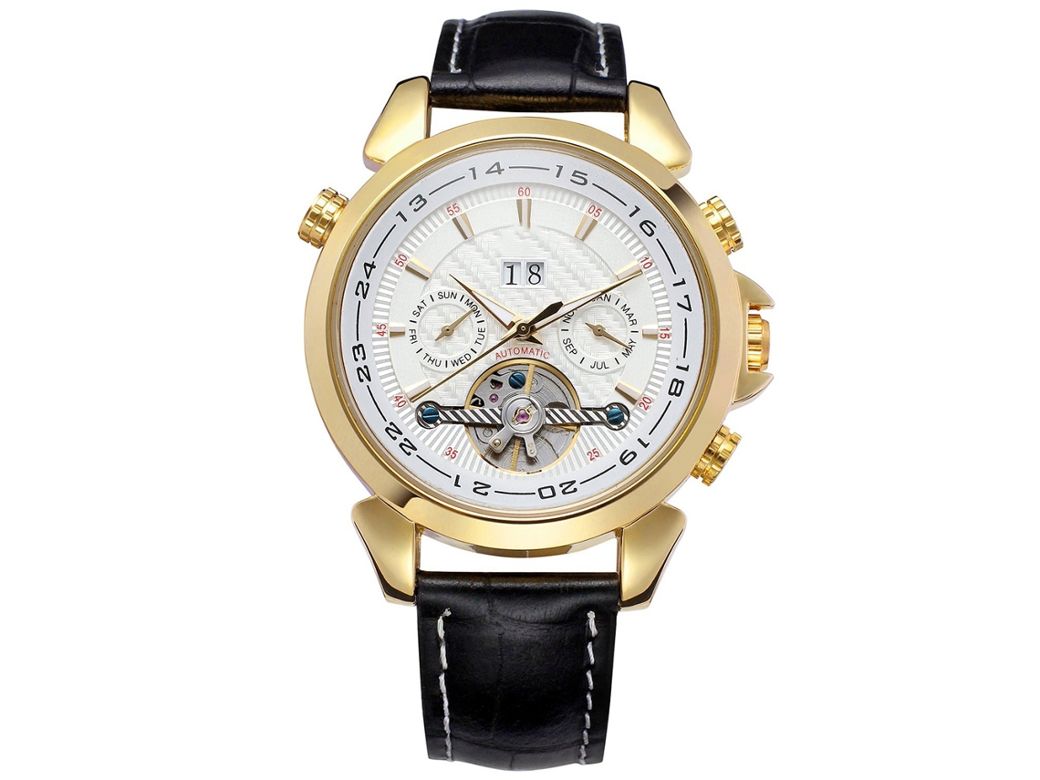 Reloj Mecánico Automático Para Hombre Forsining, Resistente Al Agua Hasta 30 M, Acabado En Plata Y Oro.