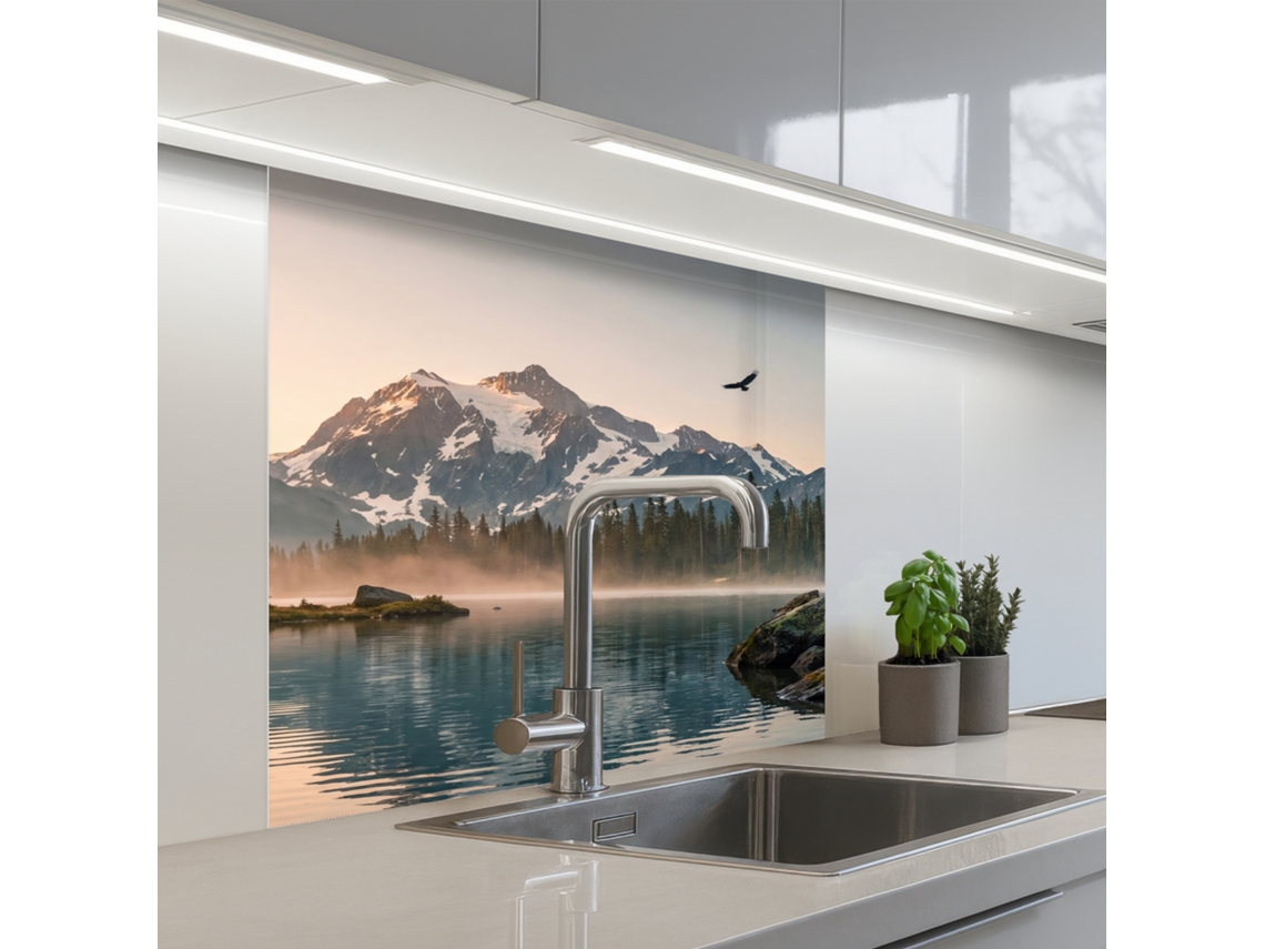 Salpicaderos De Cocina Montañas - Agua - Árboles 80x80 Cm