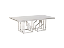 Mesa Centro Acero Cristal Simil Marmol 120x60x40cm