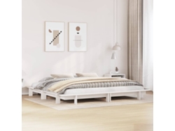 Estructura De Cama Sin Colchón Madera Maciza Blanca 200x200 Cm