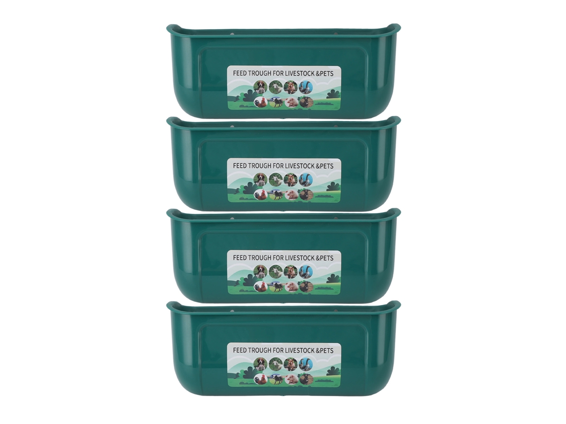 Comedero grande para pollos de 4 piezas con clips colgantes, comederos de cerca para cabras, patos, gansos y ganado, contenedor de alimentación, cubo de agua.