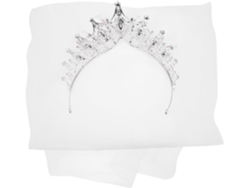 Coiffe De Mariage 2 Pièces Cuelloronne Argentée Y Voile Blanc Double Cuelloche Bandeau Para Femme Bijo...
