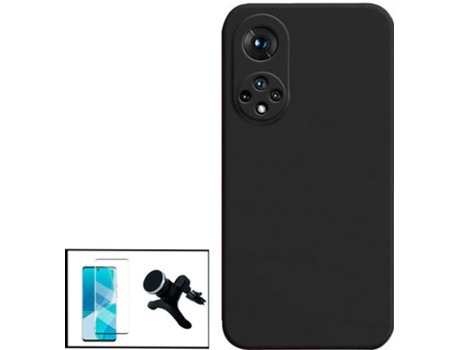 Kit Protector de Cristal Templado 5D Full Cover, Funda Silicona Liquida y Soporte Magnético de Coche Reforzado Huawei Nova 9 PHONECARE Negro