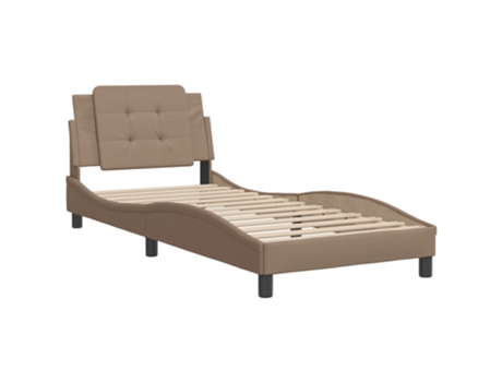 Cama con Cabecero Capuchino VIDAXL Piel Sintética Marrón (218x105x745cm)