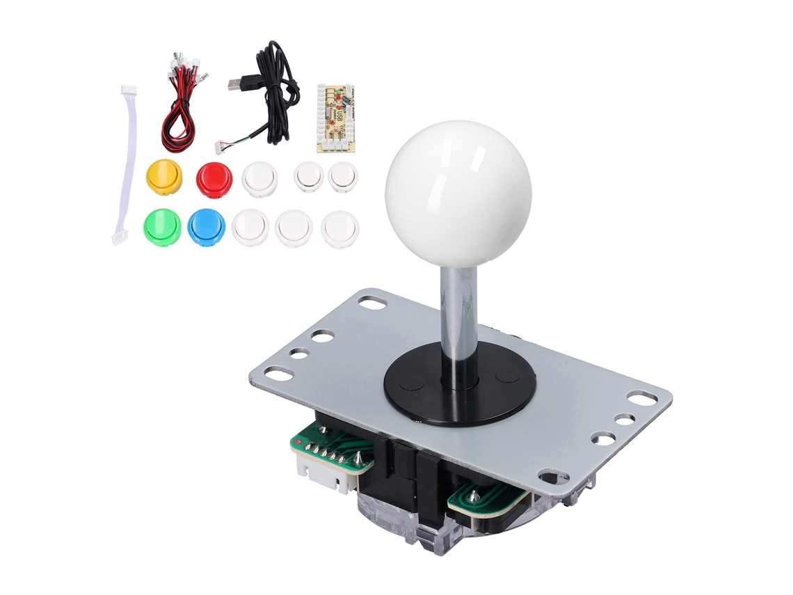 Kit De Joystick Arcade Con Placa De Codificación De Retardo Cero, 10 Botones, Para Montaje Propio En Mame, Color Blanco.