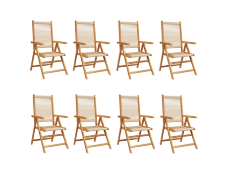 Conjunto 8 Silla De Jardín VIDAXL Beige Madera