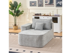 Chaiselongue 2 Plazas - Sofá Sin Montaje Con Cojines Y Bolsillos Laterales - Gris