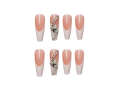 Uñas postizas acrílicas extra largas con pegamento y pegatinas para mujer, 24 piezas