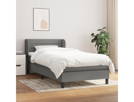 vidaXL Cama con somier y colchón 90x190 cm tela gris oscuro