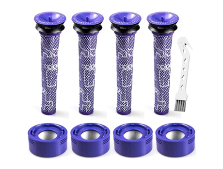 Paquete de 8 filtros 965661-01 y 967478-01 para aspiradora Dyson V8 V7, 4 prefiltros y 4 postfiltros Hepa con 1 cepillo de limpieza