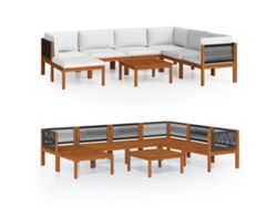 Maison Exclusive - Conjunto De Lounge De Jardim Com 8 Peças E Almofadas Em Madeira De Acácia Creme E Corda