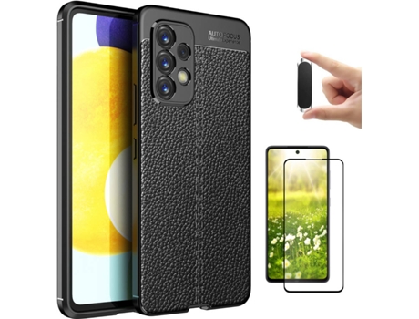 Kit Funda, Protector de Pantalla y Soporte Magnético Samsung A53 5G Rugged Leather (Negro)