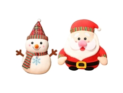 Adorno De Peluche De 2 Piezas: Muñeco De Nieve Y Papá Noel, Ideal Para Decorar El Árbol De Navidad O La Ventana.