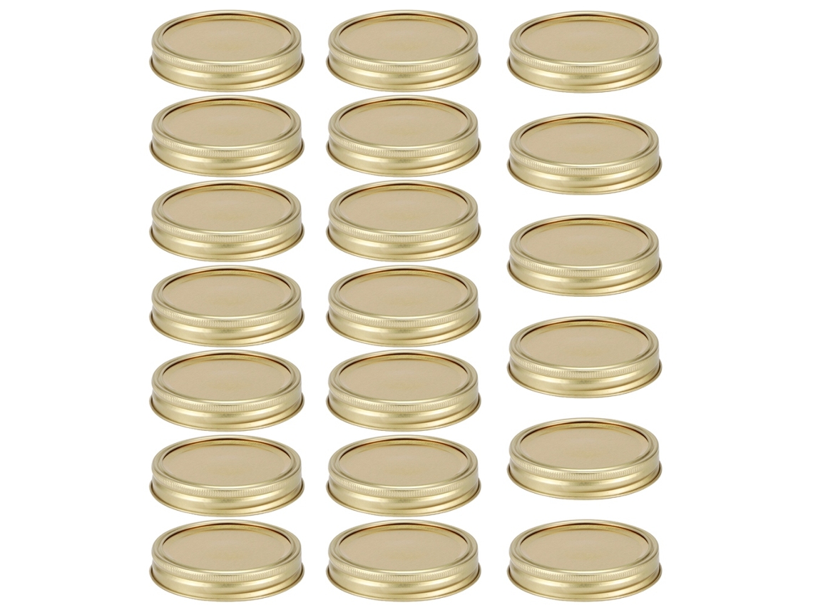 Tapas De Vidrio Para Frascos Con Sello De Acero Inoxidable Dividido, 20 Unidades, 70 Mm, Color Dorado.