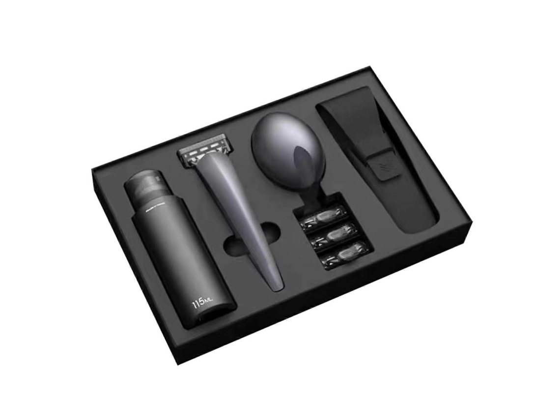 Maquinilla de afeitar manual para hombre, portátil para viajes, gris, lavable, diseño compacto para fácil uso, Hengjian