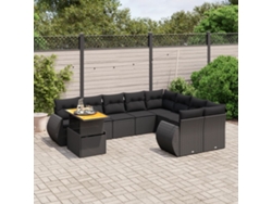 Conjunto de sofás de jardín de 10 piezas DKD Home Decor con cojines de mimbre negros