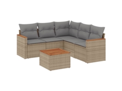 Conjunto de 6 sofás de jardín con cojines de mimbre beige MAISON EXCLUSIVE (80x200 cm)