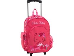 Mochila con Ruedas HELLO KITTY Peluche Patch (Rosa - Poliéster - 30x14x44cm)
