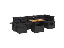 Conjunto de 5 sofás de jardín con cojines de acacia y mimbre Pe MAISON EXCLUSIVE (N/A)
