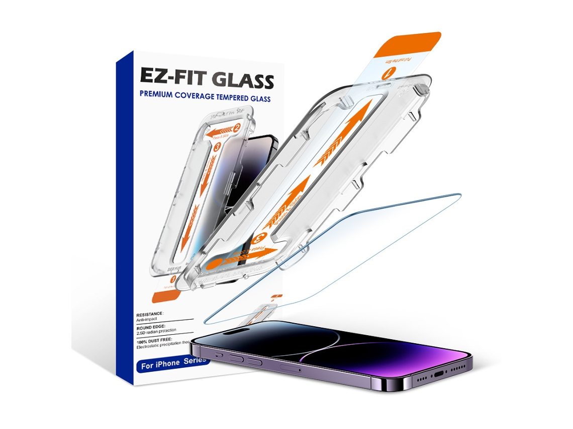 Protector de pantalla de vidrio templado para salas blancas, eliminación de polvo, aplicación instantánea, alta definición. Apple 14, 2 cajas.