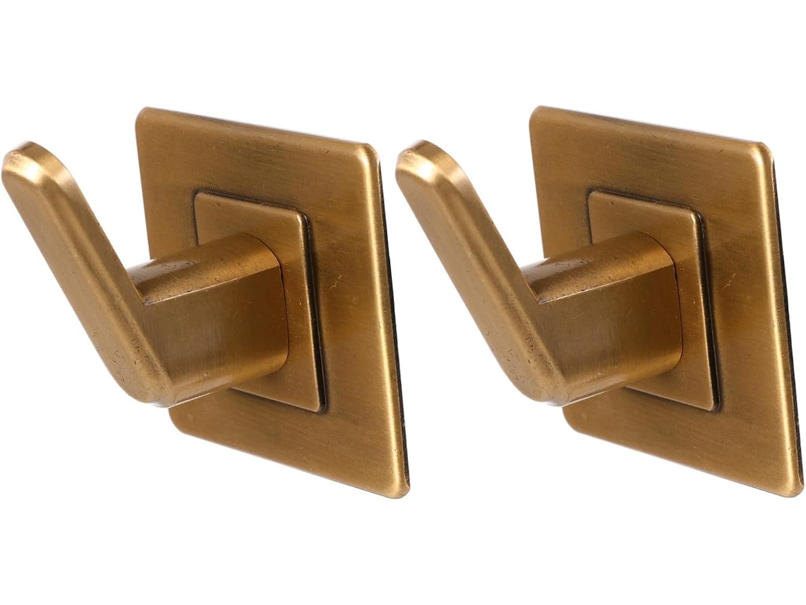 Juego de 2 ganchos de pared autoadhesivos, base cuadrada, acabado bronce, alta capacidad, para... CHABERLU