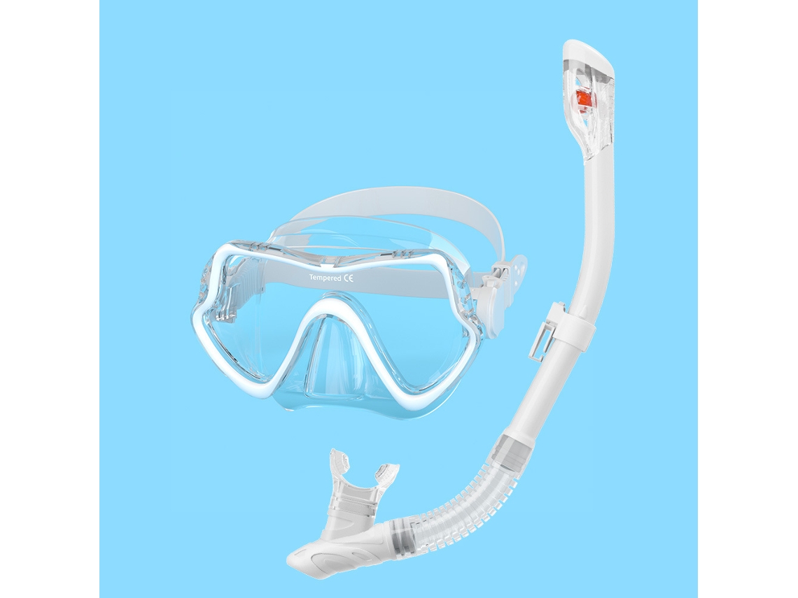 Máscara de buceo Hexinyigjly, con tubo de snorkel, antivaho y a prueba de fugas, transparente.