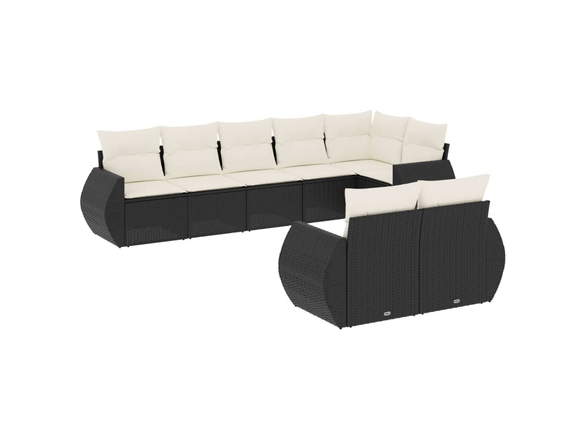 Maison Exclusive - Set De Sofás De Jardín 8 Piezas Y Cojines Ratán Sintético Negro