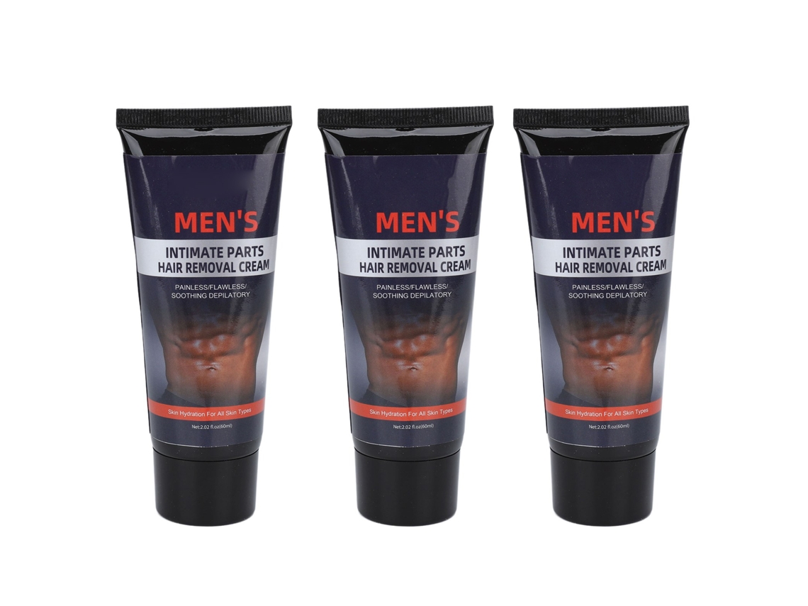 2026 - 3 unidades de creme depilatório de 60ml para homens, suave e indolor, inibe o crescimento de pelos.