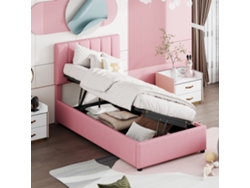 Cama Infantil Rosa De 90x200 Cm, Con Almacenamiento Hidráulico, Para Ropa De Cama, Cama Alta.