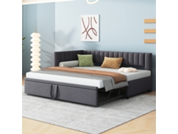 Sofá Cama Convertible Grande De 90/180x200 Cm, Ahorra Espacio, Terciopelo Gris, Multifuncional.