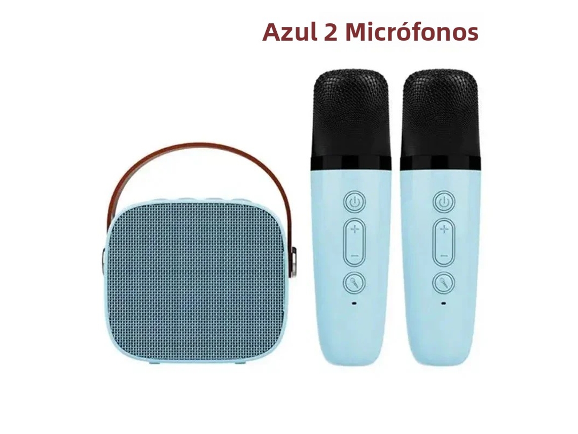 Máquina de karaoke inalámbrica con dos micrófonos y sonido envolvente estéreo de alta definición. Mdug (azul, 2 micrófonos)